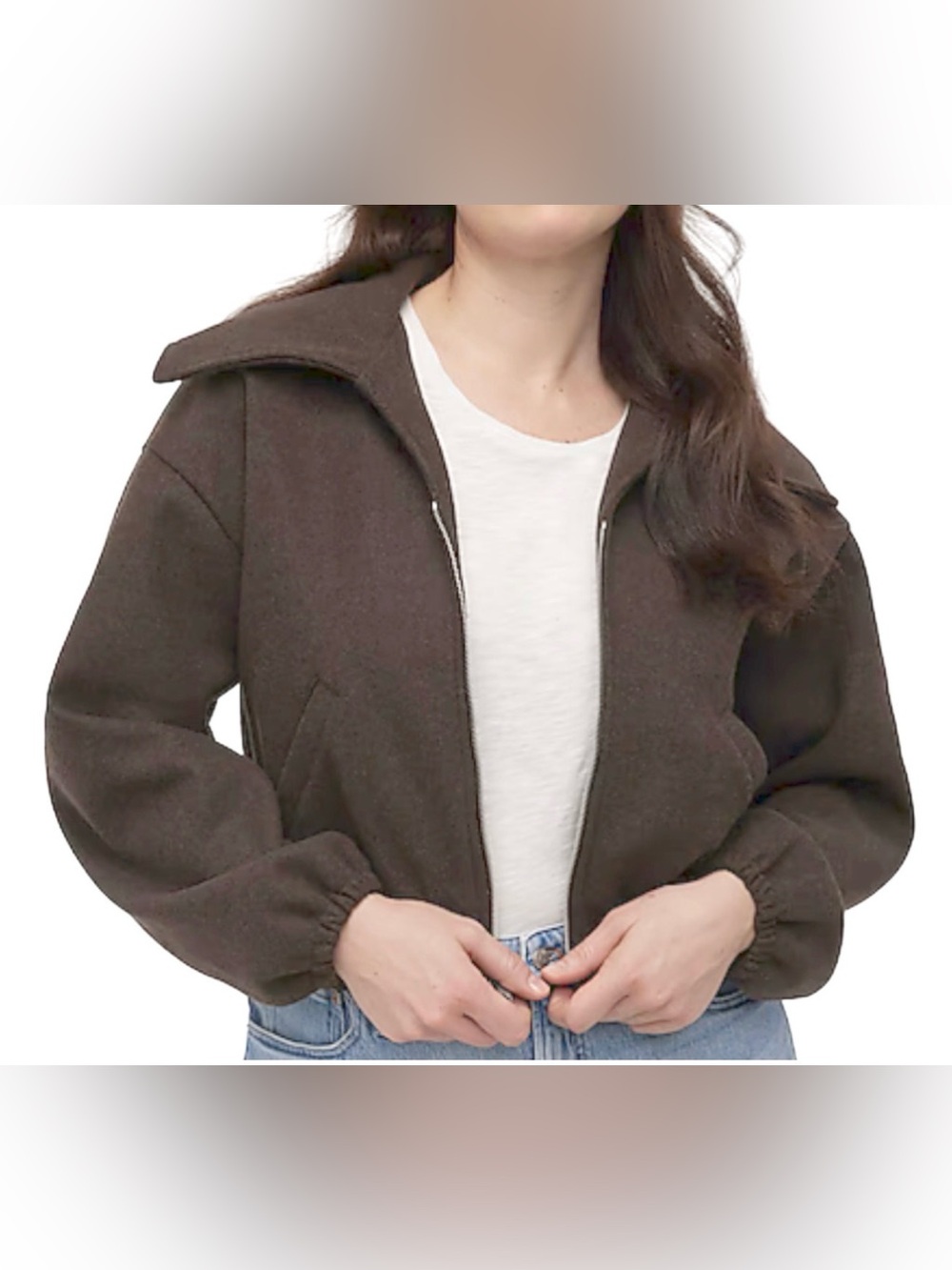 MADEWELL WARM SHALE BROWN ZIP FRONT SHAWL BOMBER JACKET COAT NP899 SZ XXS